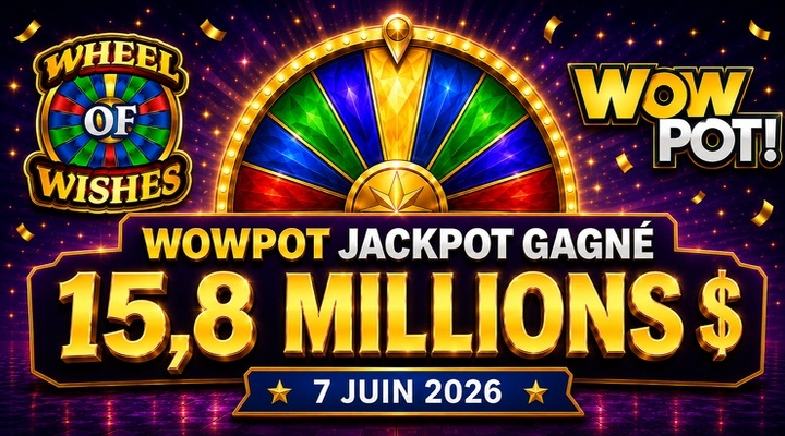 WowPot jackpot de 15,8 millions $ gagné en juin 2026 sur Wheel of Wishes
